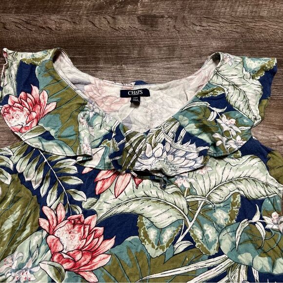 Chaps Tropical Print Tank Top Size Large - Picture 2 of 7